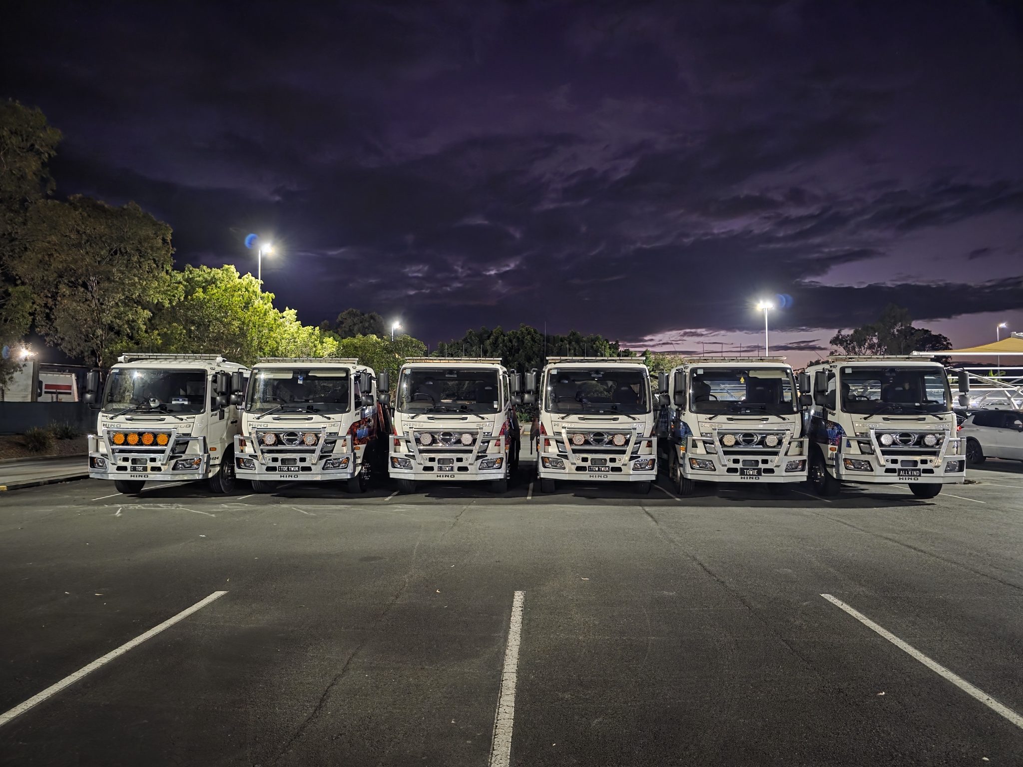 Line of tow trucks
